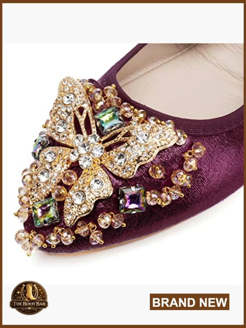 Foldable Rhinestone Ballet Flats Pointed Toe Slip On Wedding Shoes